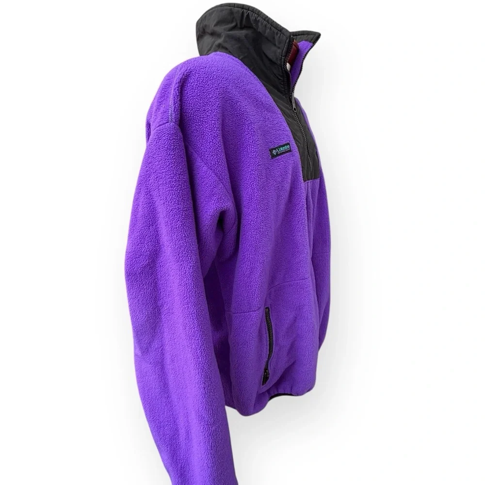 Vintage Columbia 90s Fleece Full Zip Sweater Jacket Made in USA Purple XL Tall